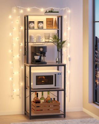 Ραφιέρα Κουζίνας  με 6 Ράφια και 6 Γάντζους 40 x 60 x 167cm– Greige...