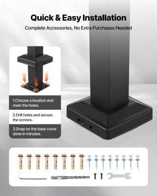 VEVOR Ρετρό Χειρολισθήρας Εξωτερικών Σκαλοπατιών, 2-3 Βήματα, Μαύρο...