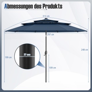 Costway Τριώροφος Περιστρεφόμενος Σκίαστρος Βεράντας Σκούρο Μπλε NP...