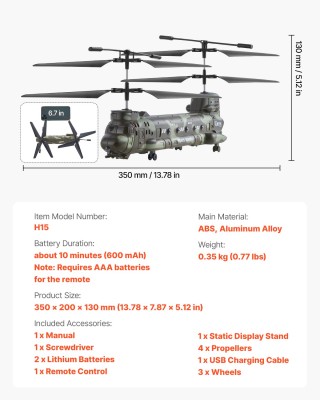 VEVOR Στρατιωτικό RC Ελικόπτερο 2.4GHz με 3.5 Κανάλια και LEΔ Φώτα ... VEVOR Στρατιωτικό RC Ελικόπτερο 2.4GHz με 3.5 Κανάλια και LEΔ Φώτα ...