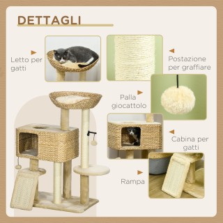 PawHut Δέντρο Ξυσίματος για Γάτες με Σπιτάκι, Βάση και Μπαλίτσα από...