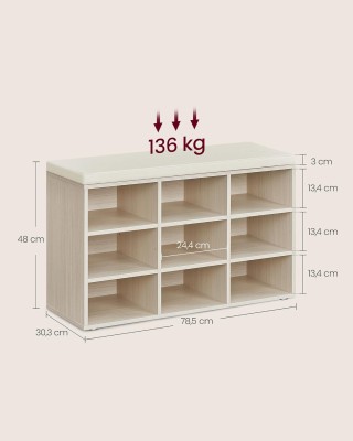 Πάγκος Παπουτσιών VASAGLE με Κάθισμα και 9 Θέσεις Αποθήκευσης  Πάγκος Παπουτσιών VASAGLE με Κάθισμα και 9 Θέσεις Αποθήκευσης 