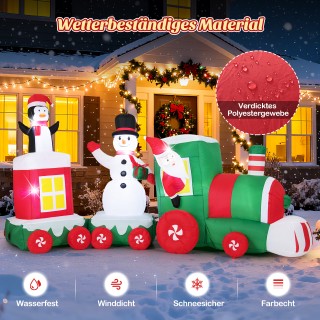 Costway 350 εκ. Φουσκωτό Χριστουγεννιάτικο Τρένο με Άγιο Βασίλη, Χι...