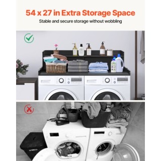 VEVOR Πάγκος Πλυντηρίου-Στεγνωτηρίου 54x27 με Κάλυμμα, 2 Συρτάρια &...