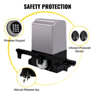 VEVOR Αυτόματος Συρόμενος Μηχανισμός Πύλης 1800 KG με 4 Τηλεχειριστ... VEVOR Αυτόματος Συρόμενος Μηχανισμός Πύλης 1800 KG με 4 Τηλεχειριστ...