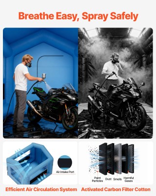 VEVOR Φουσκωτός Θάλαμος Βαφής 3x2.5x2.5m με Ισχυρό Φυσητήρα 550W κα...