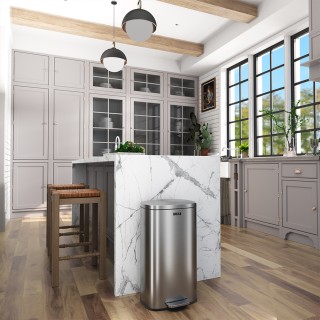 BAKAJI Κάδος Απορριμμάτων 35 x 31 x 61 cm με Πεντάλ 30L από Ανοξείδ...