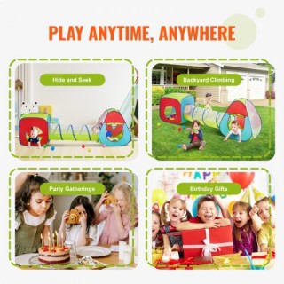 Παιδική Σκηνή Παιχνιδιού 3 σε 1 με Τούνελ VEVOR, Πολύχρωμη  PPSDZPX...