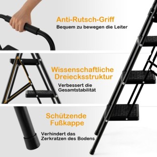 Σιδερένια Πτυσσόμενη Σκάλα με 3 Σκαλοπάτια 64 x 39 x 90 cm Costway... Σιδερένια Πτυσσόμενη Σκάλα με 3 Σκαλοπάτια 64 x 39 x 90 cm Costway...