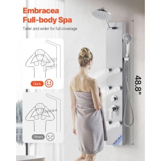 VEVOR Σύστημα Στήλης Ντους Ανοξείδωτο με Κεφαλή Βροχής και Μασάζ Je...