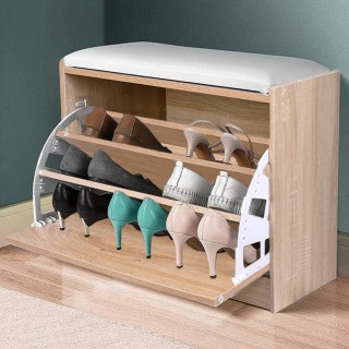 BAKAJI  Παπουτσοθήκη Πάγκος 1 Πόρτα Τριπλή Βάθος με Κάθισμα Οικολογ...
