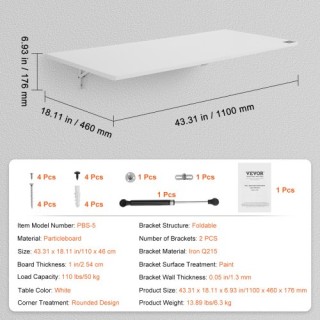 Πτυσσόμενο Επιτοίχιο Γραφείο VEVOR 43.31x18.11 in BGSGZZPMBHB4SIRAJV0 Πτυσσόμενο Επιτοίχιο Γραφείο VEVOR 43.31x18.11 in BGSGZZPMBHB4SIRAJV0