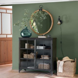 Atmosphera Επιτοίχιος Στρογγυλός Καθρέφτης με Ξύλινο Σκελετό στα 50...