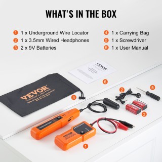 VEVOR Ανιχνευτής Υπόγειων Καλωδίων (3μ), Συσκευή Εντοπισμού & Σπασί...
