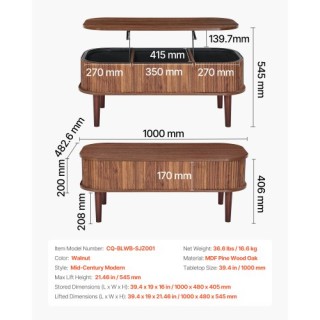 VEVOR Οβάλ Τραπεζάκι Καφέ με Ανυψούμενη Επιφάνεια και Κρυφή Θήκη σε... VEVOR Οβάλ Τραπεζάκι Καφέ με Ανυψούμενη Επιφάνεια και Κρυφή Θήκη σε...