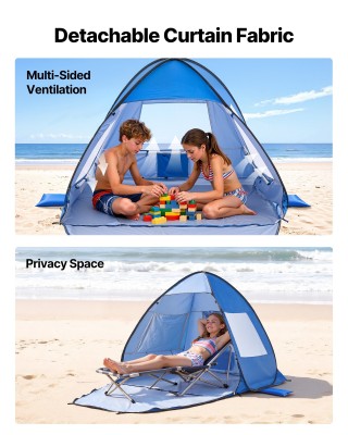 VEVOR Σκηνή Παραλίας με Αντηλιακή Προστασία UPF 50+, Φορητή για 2 Ά...