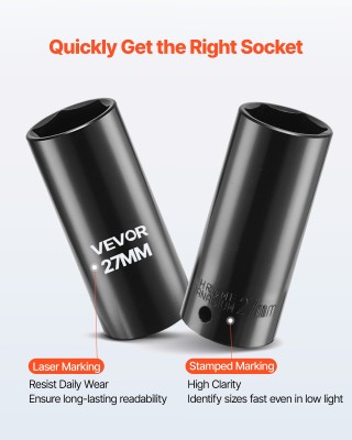 VEVOR Κασετίνα Καρυδάκια 1/2 (39 Τεμαχίων), Μετρικά 9-30 mm, Cr-V Χ...