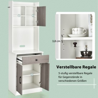 Costway Πολυλειτουργικό Ντουλάπι Κουζίνας 60 x 40 x 180 cm με Ρυθμι...