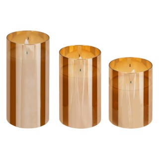 Atmosphera Σετ 3 Διακοσμητικών LED Κεριών με Χρονοδιακόπτη και Γυάλ...