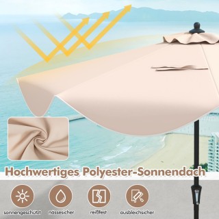 Costway  Ομπρέλα βεράντας με μανιβέλα, κλίση με κουμπί & διακοσμητι...