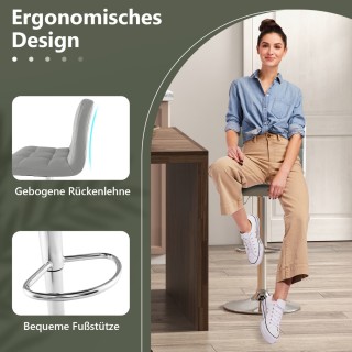 Costway Σετ 2 Περιστρεφόμενοι Ρυθμιζόμενοι Γκρι Μπαρ Σκαμπό από Συν...