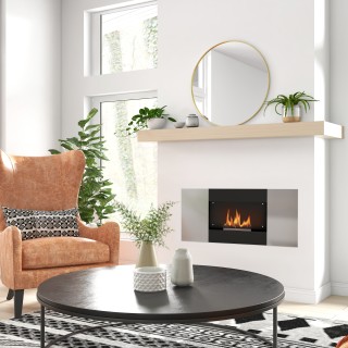 HOMCOM  Τζάκι Βιοαιθανόλης 0.9L Τοίχου με Προστατευτικό Πάνελ, από ...