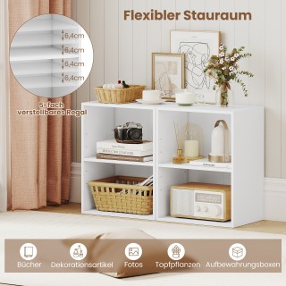 Costway Λευκή ξύλινη ανοιχτή βιβλιοθήκη 2 επιπέδων 42 x 29,5 x 53,5...