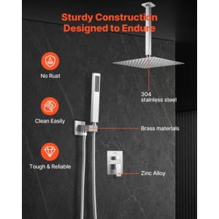 VEVOR Σετ Ντους 12 Τετράγωνη Κεφαλή Βροχής με Χειροκίνητο Σετ Βούρτ... VEVOR Σετ Ντους 12 Τετράγωνη Κεφαλή Βροχής με Χειροκίνητο Σετ Βούρτ...