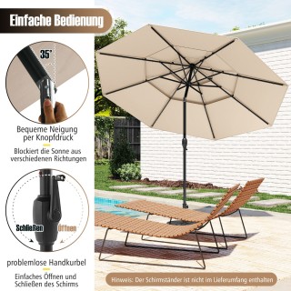 Costway Τρίπατο Ομπρέλα Κήπου με Κρανιό και Κλίση 30° - Μπεζ NP11543MS Costway Τρίπατο Ομπρέλα Κήπου με Κρανιό και Κλίση 30° - Μπεζ NP11543MS