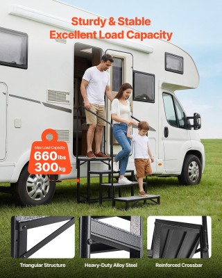 VEVOR Σκαλοπάτια RV 4 Βημάτων με Διπλές Χειρολαβές, Αντοχή 300 kg, ...