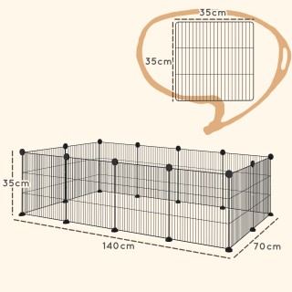 PawHut  Περιφραγμένος Χώρος για Ζώα με 12 Πάνελ 35x35 εκ. και Στρογ...