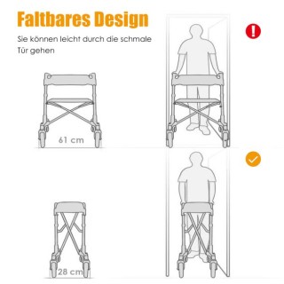 Πτυσσόμενος Περιπατήρας/Αμαξίδιο Αλουμινίου με Τσάντα Χρώματος Μαύρ...