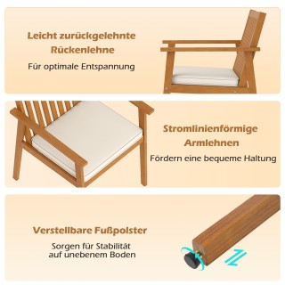 Costway Σετ 2 καρεκλών κήπου και τραπεζαρίας από ακακία με αφαιρούμ...