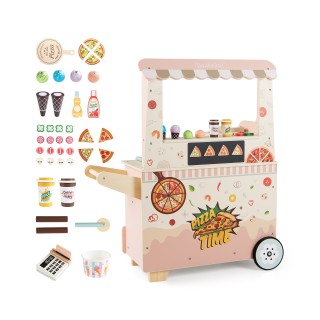 Costway Ξύλινο Παιδικό Πιτσαρία Φαγητο-Βανάκι Παιχνίδι με Φούρνο κα...