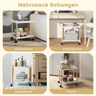 Costway  Τροχήλατος Οργανωτής με Κλειδωμένους Τροχούς & Ξύλινο Πλαί...