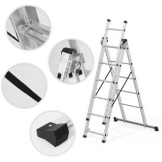 ModernHome Πτυσσόμενη Σκάλα Αλουμινίου με ιμάντες ασφαλείας 150 kg ...