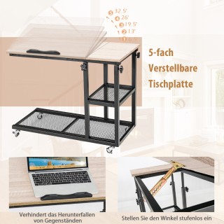 Costway Ρυθμιζόμενο Τραπέζι Laptop με Αποθηκευτικό Χώρο 80 x 40 x 9...