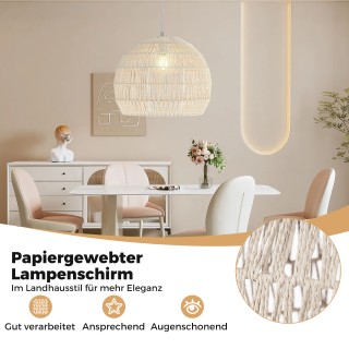 Costway  Κρεμαστό Φωτιστικό Μποέμ με Πλεκτό Σχέδιο σε Μπεζ Αποχρώσε...