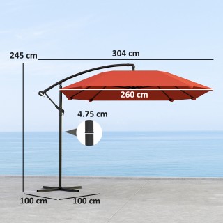 Outsunny Ομπρέλα με ρυθμιζόμενη κάλυψη και βάση σε σχήμα σταυρού, α...