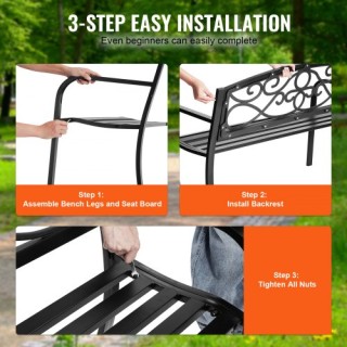 VEVOR  Μεταλλικό Παγκάκι 50, 550 lbs, με Πλάτη & Μπράτσα για Κήπο/Π...