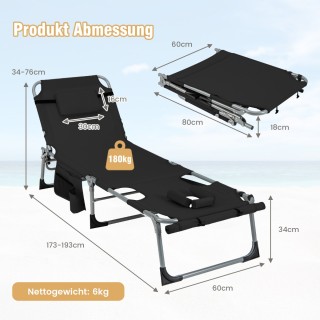 Costway Ρυθμιζόμενη Ξαπλώστρα Παραλίας με Αφαιρούμενο Μαξιλάρι και... Costway Ρυθμιζόμενη Ξαπλώστρα Παραλίας με Αφαιρούμενο Μαξιλάρι και...