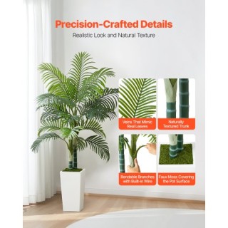 VEVOR Τεχνητή Φοίνικα Αρέκα 1524mm με Λευκή Γλάστρα Εσωτερικού Χώρο...