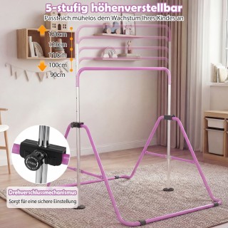 Costway Παιδική Γυμναστική Μπάρα, Ρυθμιζόμενο Ύψος 90-130 εκ., Αναδ...