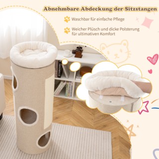 Costway Πολυώροφος Πύργος Γάτας με 3 Σπηλιές, Αφαιρούμενη Πλατφόρμα... Costway Πολυώροφος Πύργος Γάτας με 3 Σπηλιές, Αφαιρούμενη Πλατφόρμα...