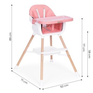 ECOTOYS Καρεκλάκι φαγητού για παιδιά 2 σε 1 ροζ HC508-Pink