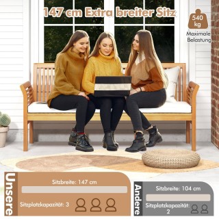 Costway Τριθέσιος Πάγκος Κήπου από Ακακία με Αφαιρούμενο Μαξιλάρι ... Costway Τριθέσιος Πάγκος Κήπου από Ακακία με Αφαιρούμενο Μαξιλάρι ...