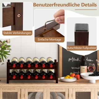 Costway Μπαμπού Ραφιέρα Κρασιών για 12 Μπουκάλια με 2 Ράφια για Κελ...