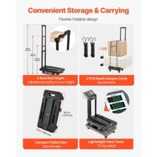 VEVOR Πτυσσόμενο Καρότσι Μεταφοράς 500 lbs για Μετακινήσεις BXSTHC6...