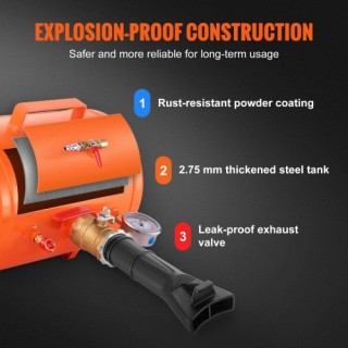 VEVOR Φουσκωτής Ελαστικών 5L με Μανόμετρο, 145 PSI για Αυτοκίνητα &...