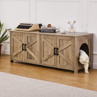 Κρυφή Ξύλινη Λεκάνη Γάτας VEVOR με 2 Χώρους σε Γκριζοκαφέ JSDMMSPW... Κρυφή Ξύλινη Λεκάνη Γάτας VEVOR με 2 Χώρους σε Γκριζοκαφέ JSDMMSPW...